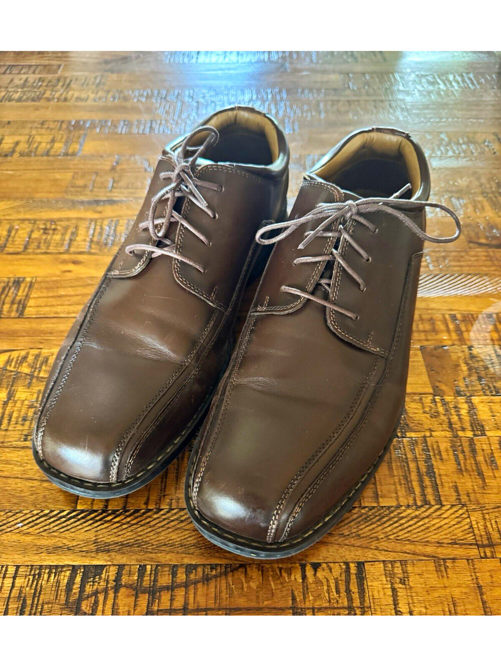 Dockers ProStyle Men’s Brown Leather Lace-Up Square Toe Derby Dress 11.5 W